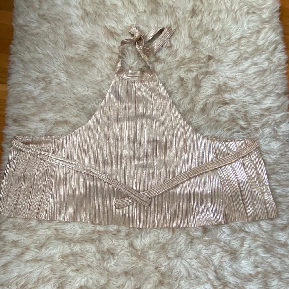 J.O.A. Metallic pink Halter Neck Sleeveless Top - Picture 3 of 5